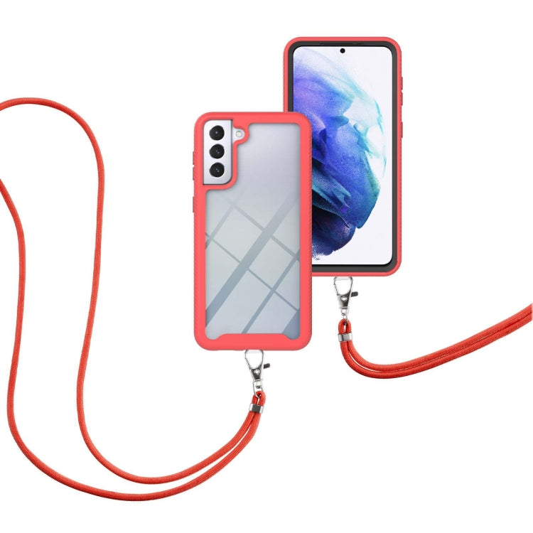 For Samsung Galaxy S21+ 5G Starry Sky Solid Color Series Shockproof PC + TPU Protective Case with Neck Strap