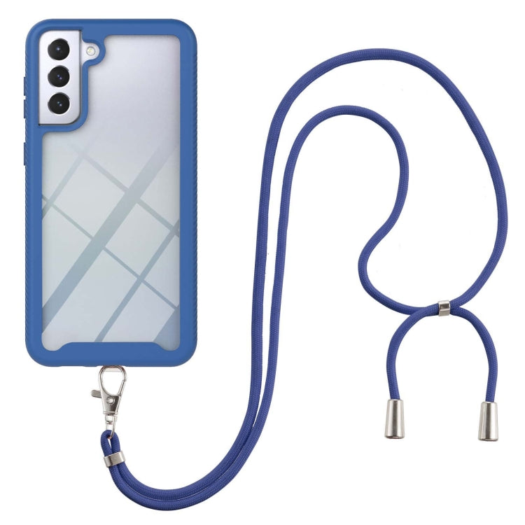 For Samsung Galaxy S21+ 5G Starry Sky Solid Color Series Shockproof PC + TPU Protective Case with Neck Strap