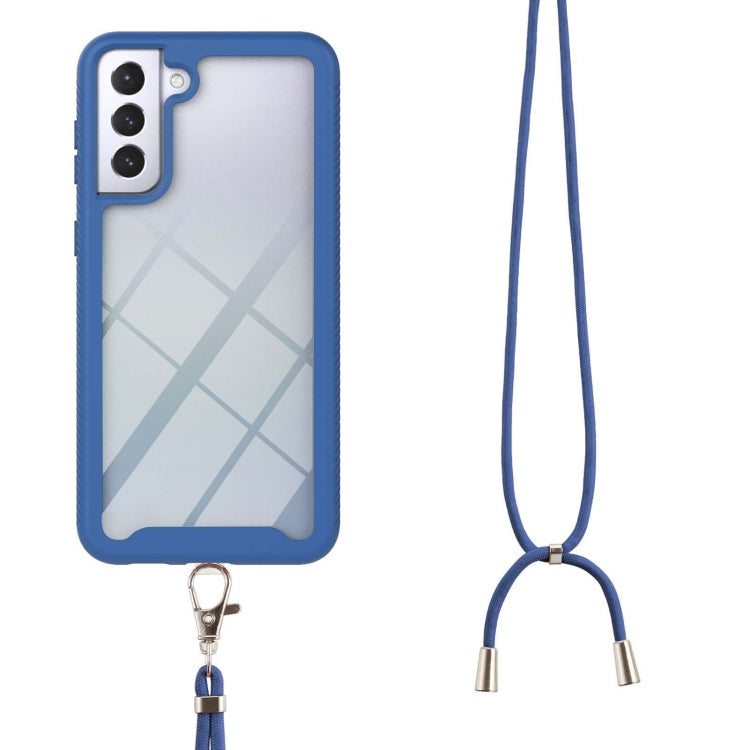 For Samsung Galaxy S21+ 5G Starry Sky Solid Color Series Shockproof PC + TPU Protective Case with Neck Strap