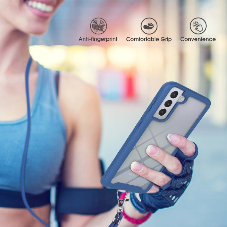 For Samsung Galaxy S21+ 5G Starry Sky Solid Color Series Shockproof PC + TPU Protective Case with Neck Strap