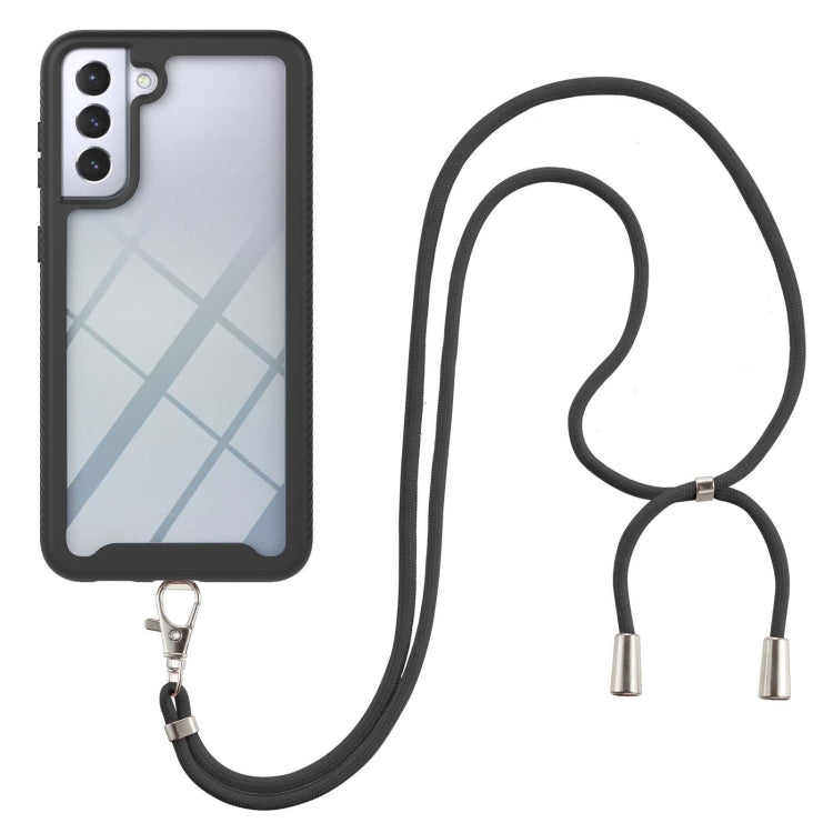 For Samsung Galaxy S21+ 5G Starry Sky Solid Color Series Shockproof PC + TPU Protective Case with Neck Strap