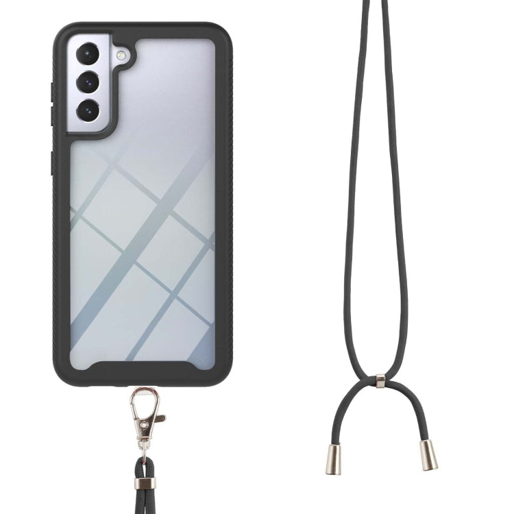 For Samsung Galaxy S21+ 5G Starry Sky Solid Color Series Shockproof PC + TPU Protective Case with Neck Strap