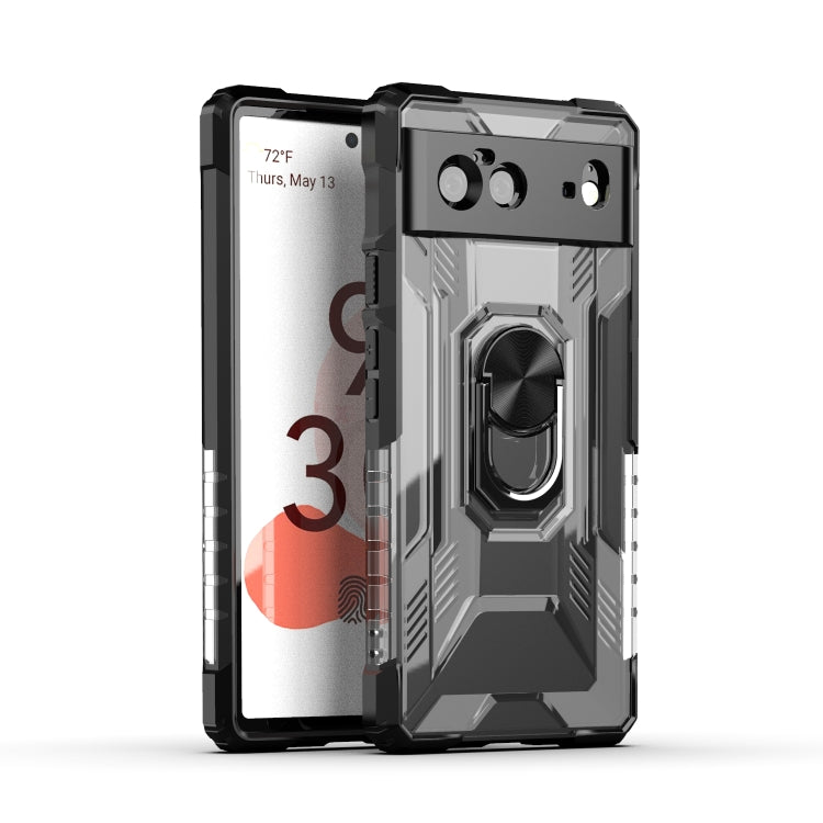 For Google Pixel 6 PC + TPU Shockproof Protective Case with Metal Ring Holder