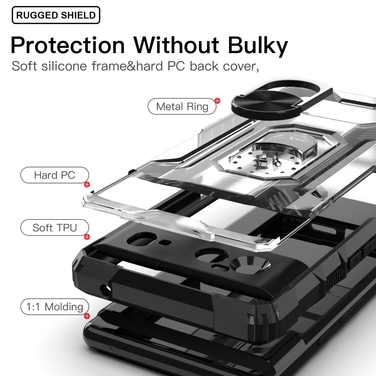 For Google Pixel 6 PC + TPU Shockproof Protective Case with Metal Ring Holder