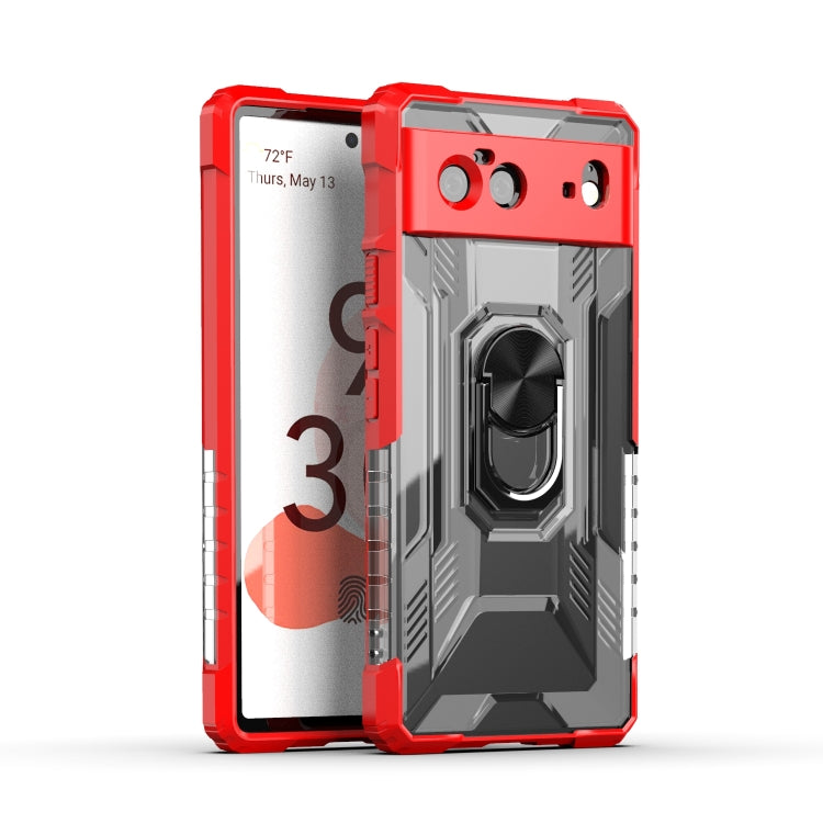 For Google Pixel 6 PC + TPU Shockproof Protective Case with Metal Ring Holder