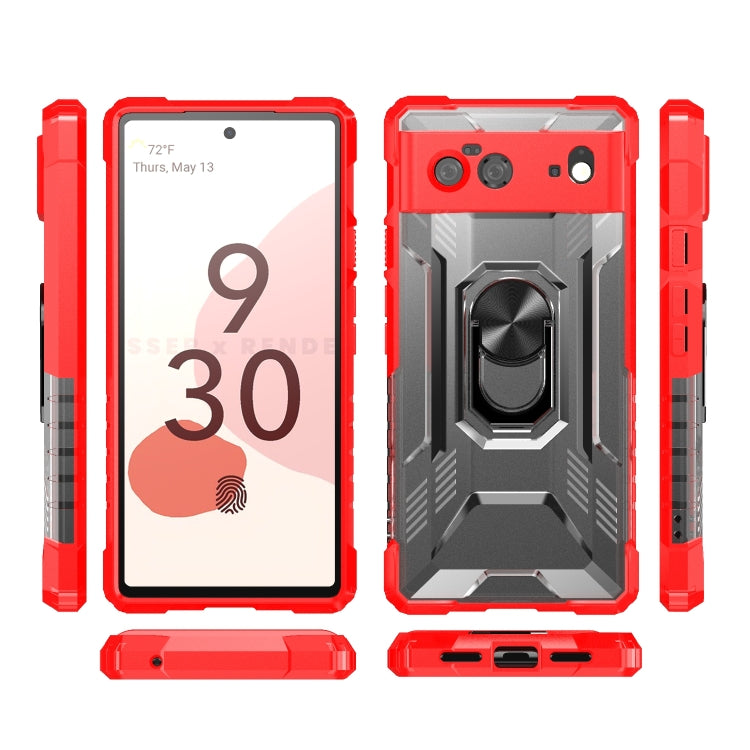 For Google Pixel 6 PC + TPU Shockproof Protective Case with Metal Ring Holder