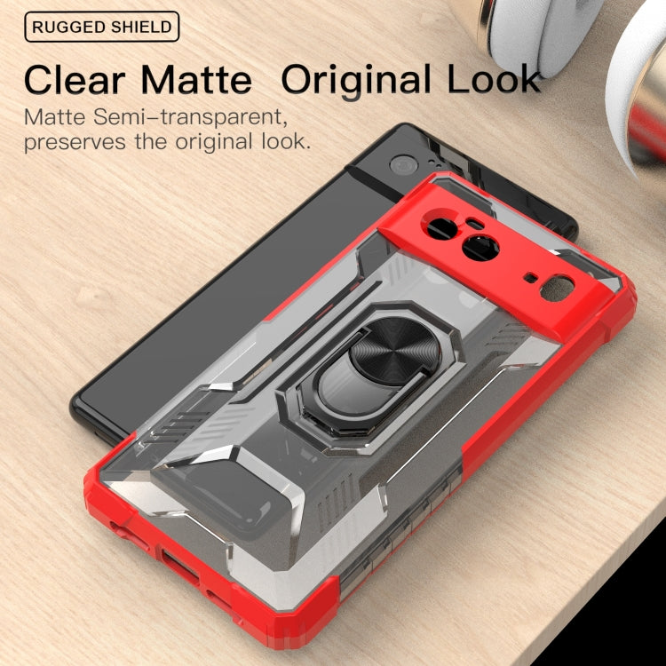For Google Pixel 6 PC + TPU Shockproof Protective Case with Metal Ring Holder