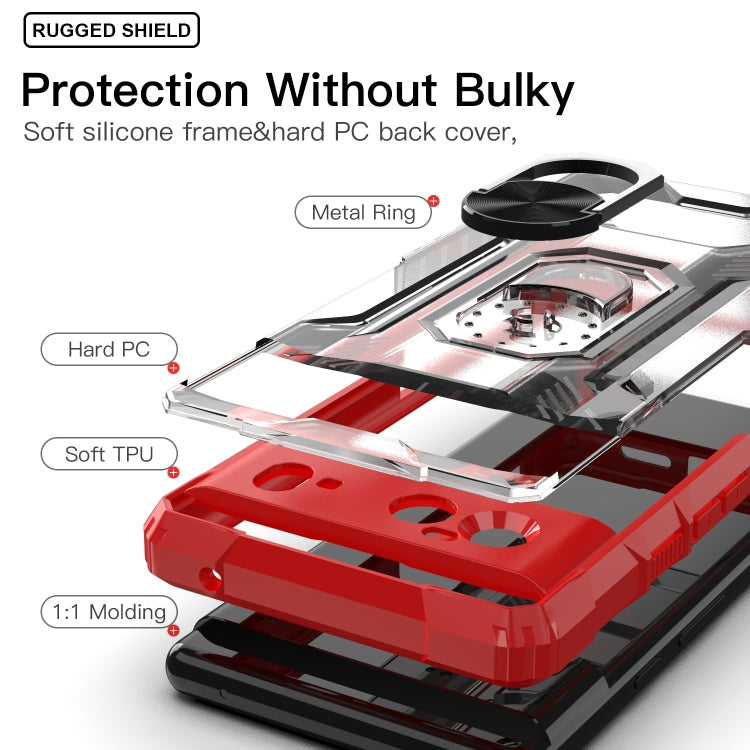 For Google Pixel 6 PC + TPU Shockproof Protective Case with Metal Ring Holder