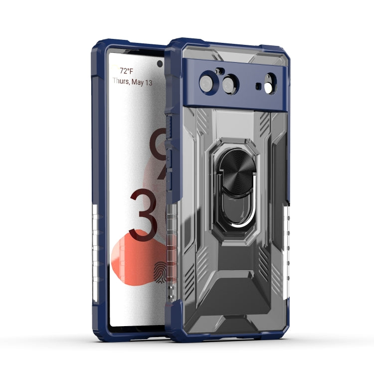 For Google Pixel 6 PC + TPU Shockproof Protective Case with Metal Ring Holder