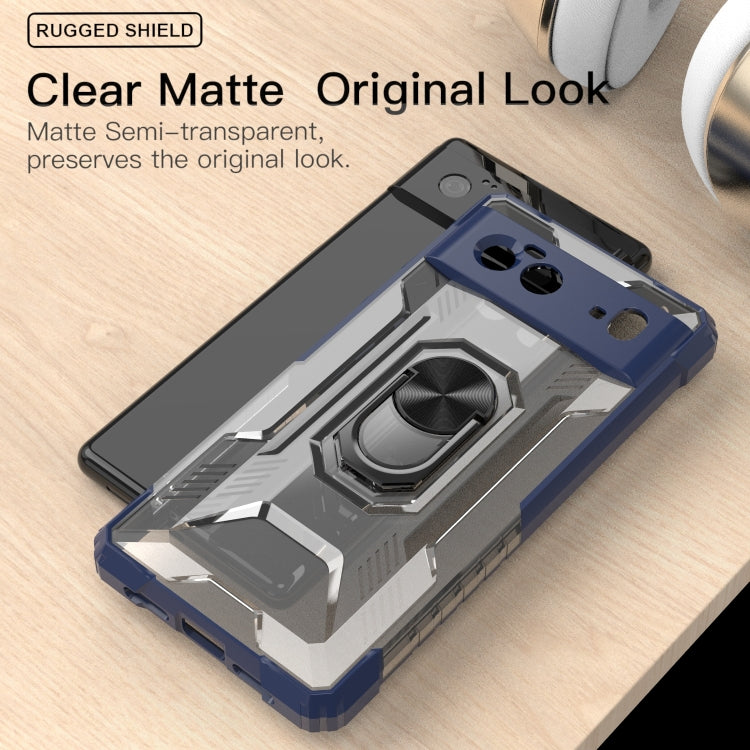 For Google Pixel 6 PC + TPU Shockproof Protective Case with Metal Ring Holder