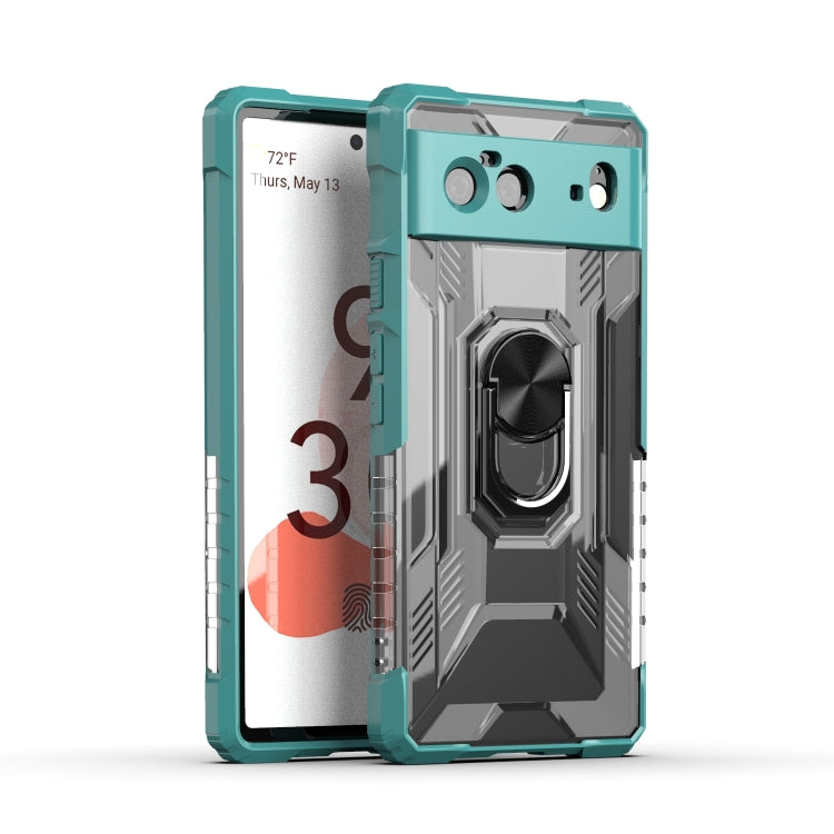 For Google Pixel 6 PC + TPU Shockproof Protective Case with Metal Ring Holder