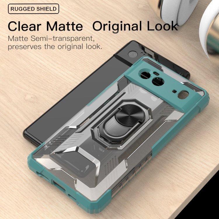 For Google Pixel 6 PC + TPU Shockproof Protective Case with Metal Ring Holder