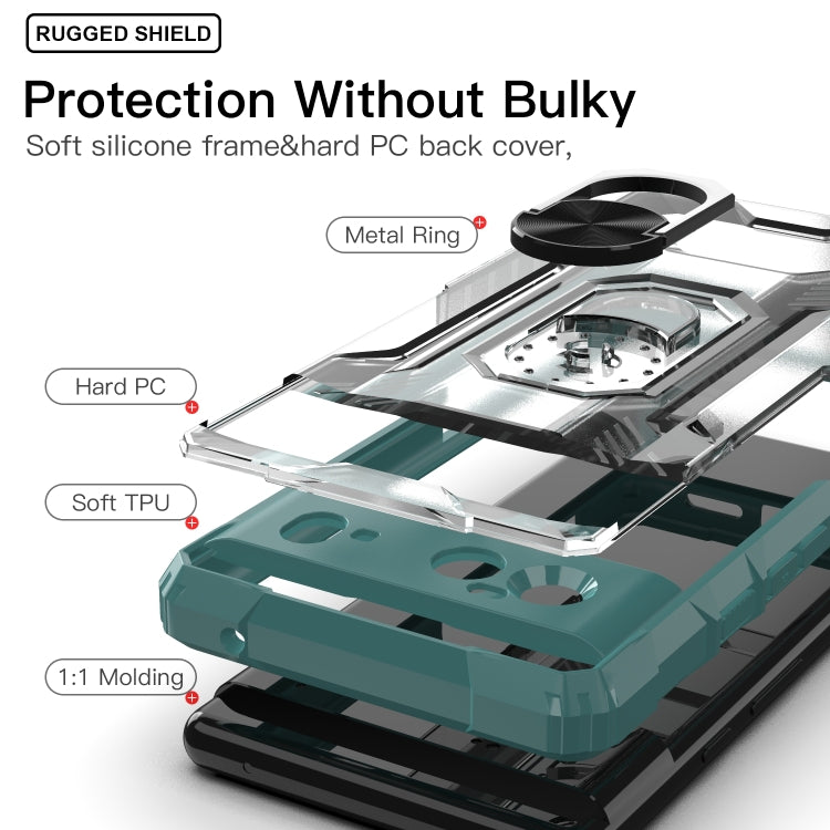 For Google Pixel 6 PC + TPU Shockproof Protective Case with Metal Ring Holder