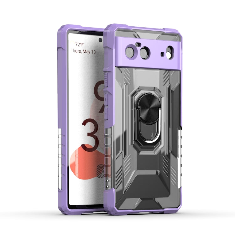 For Google Pixel 6 PC + TPU Shockproof Protective Case with Metal Ring Holder