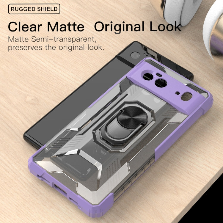 For Google Pixel 6 PC + TPU Shockproof Protective Case with Metal Ring Holder