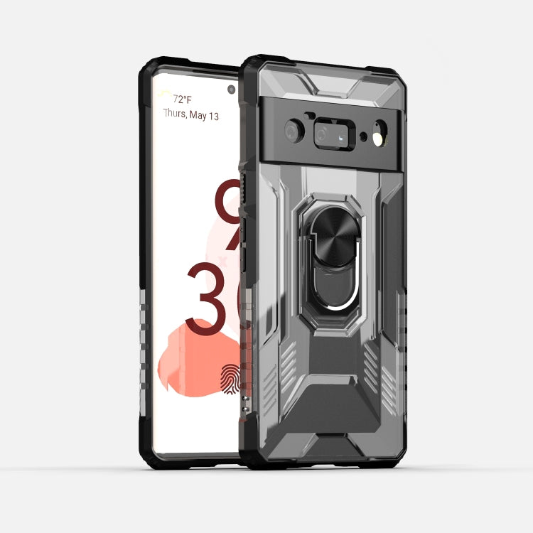 For Google Pixel 6 Pro PC + TPU Shockproof Protective Case with Metal Ring Holder