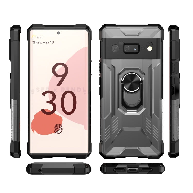 For Google Pixel 6 Pro PC + TPU Shockproof Protective Case with Metal Ring Holder