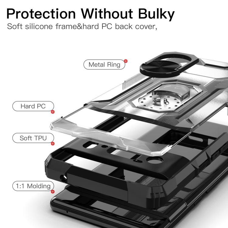 For Google Pixel 6 Pro PC + TPU Shockproof Protective Case with Metal Ring Holder