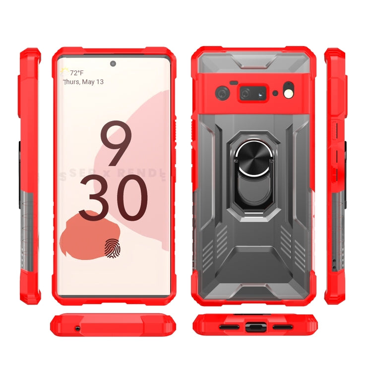 For Google Pixel 6 Pro PC + TPU Shockproof Protective Case with Metal Ring Holder