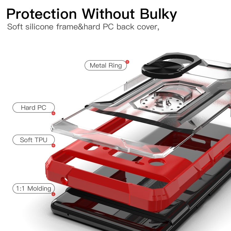 For Google Pixel 6 Pro PC + TPU Shockproof Protective Case with Metal Ring Holder