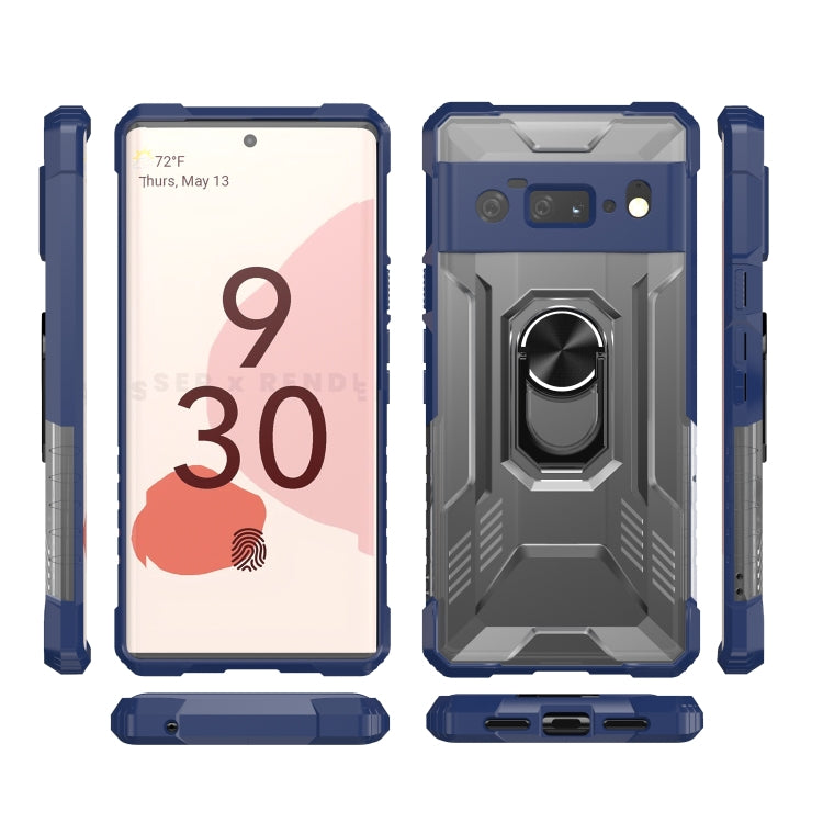 For Google Pixel 6 Pro PC + TPU Shockproof Protective Case with Metal Ring Holder