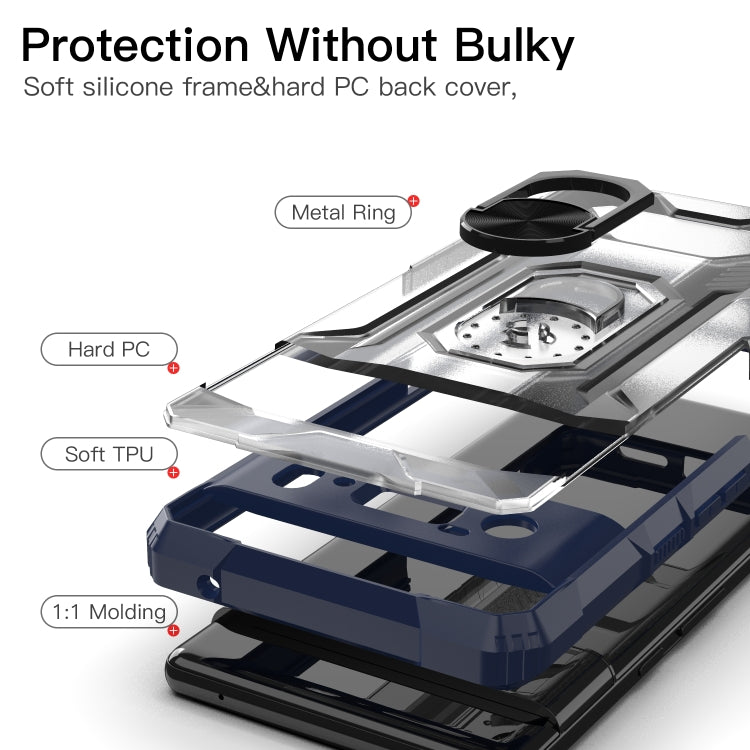 For Google Pixel 6 Pro PC + TPU Shockproof Protective Case with Metal Ring Holder