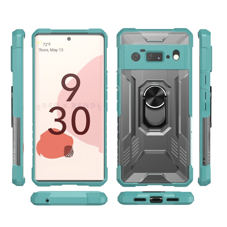 For Google Pixel 6 Pro PC + TPU Shockproof Protective Case with Metal Ring Holder