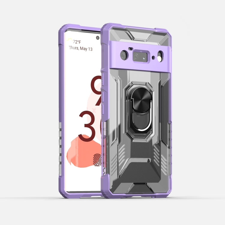 For Google Pixel 6 Pro PC + TPU Shockproof Protective Case with Metal Ring Holder