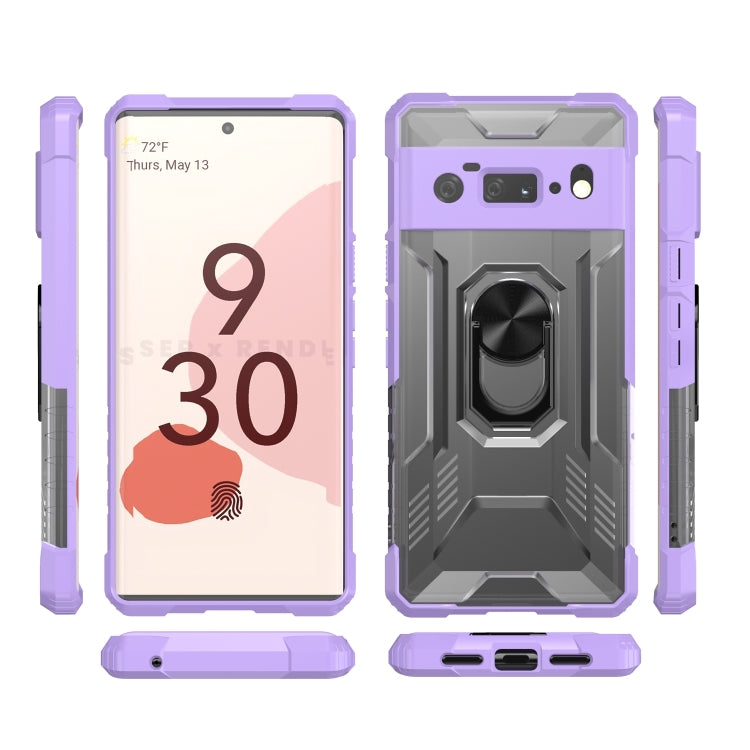 For Google Pixel 6 Pro PC + TPU Shockproof Protective Case with Metal Ring Holder