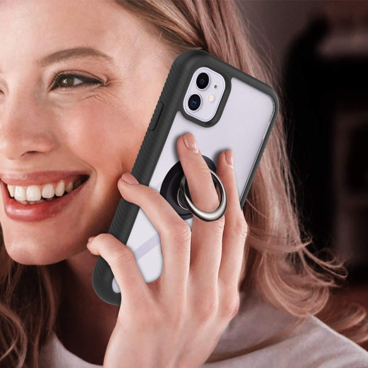For iPhone 11 Starry Sky Solid Color Series Shockproof PC + TPU Protective Case with Ring Holder & Magnetic Function