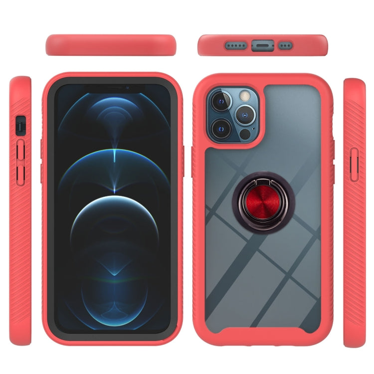 For iPhone 12 / 12 Pro Starry Sky Solid Color Series Shockproof PC + TPU Protective Case with Ring Holder & Magnetic Function