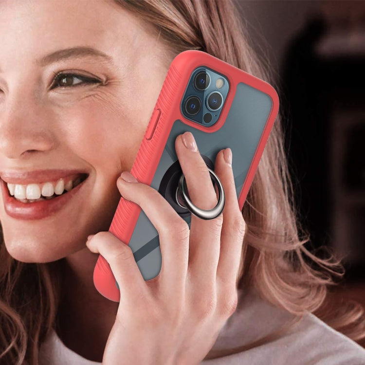 For iPhone 12 / 12 Pro Starry Sky Solid Color Series Shockproof PC + TPU Protective Case with Ring Holder & Magnetic Function