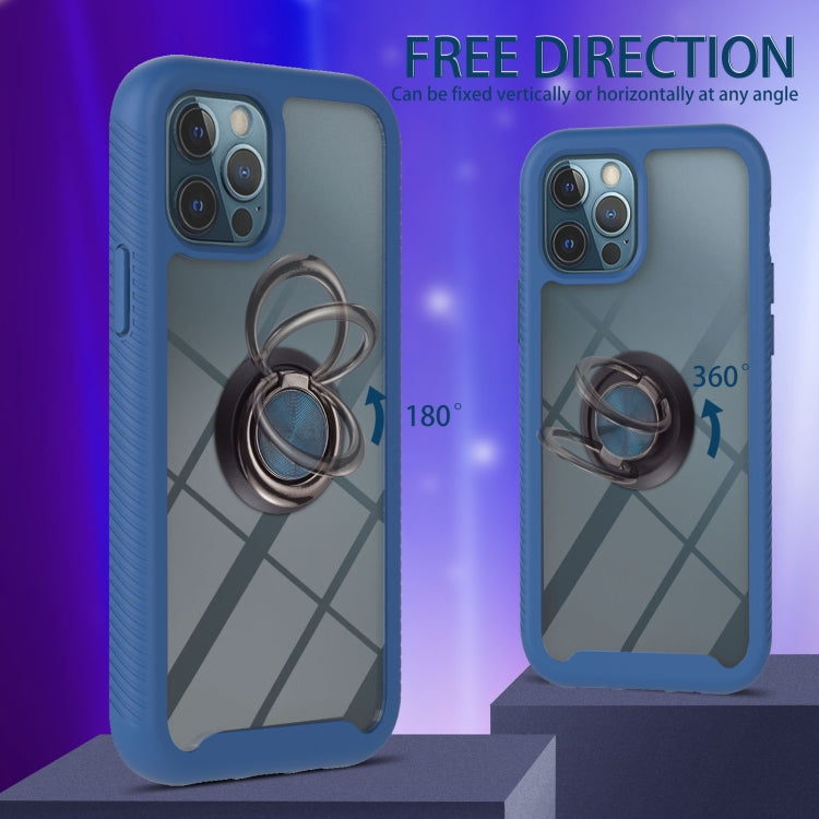 For iPhone 12 / 12 Pro Starry Sky Solid Color Series Shockproof PC + TPU Protective Case with Ring Holder & Magnetic Function