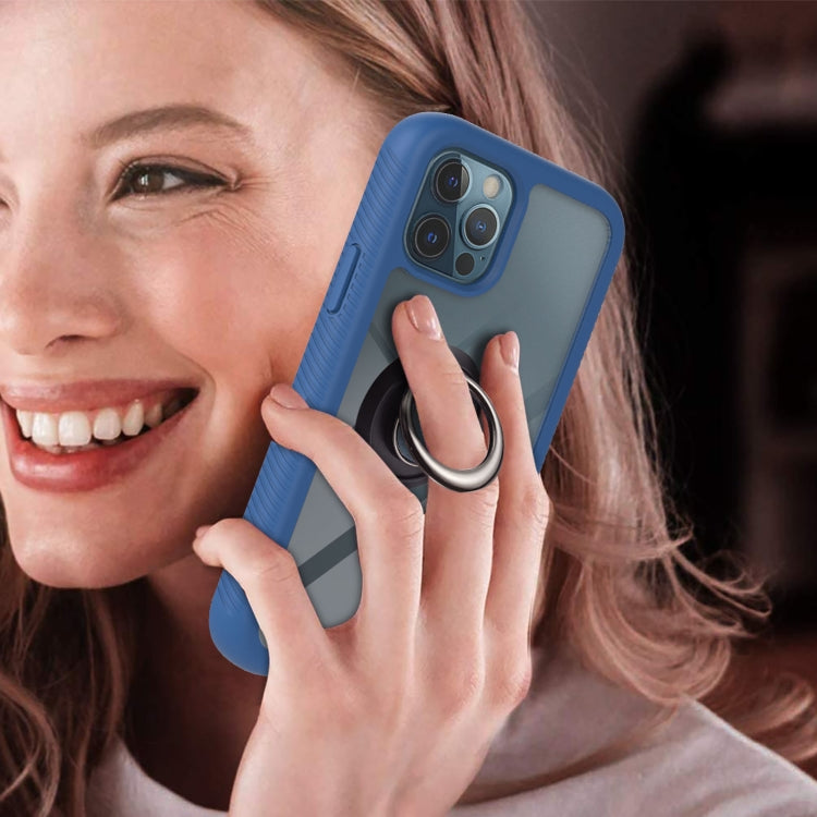 For iPhone 12 / 12 Pro Starry Sky Solid Color Series Shockproof PC + TPU Protective Case with Ring Holder & Magnetic Function