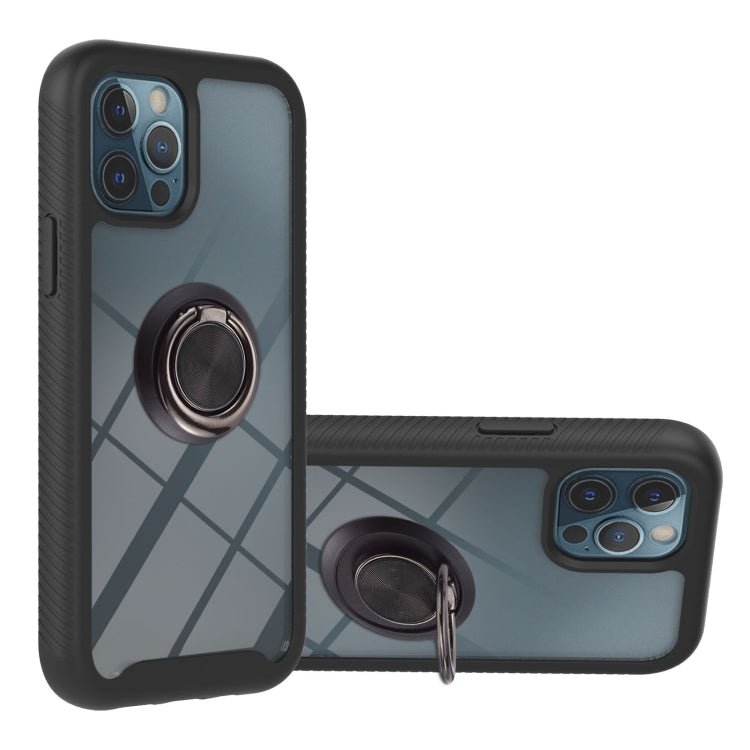 For iPhone 12 / 12 Pro Starry Sky Solid Color Series Shockproof PC + TPU Protective Case with Ring Holder & Magnetic Function