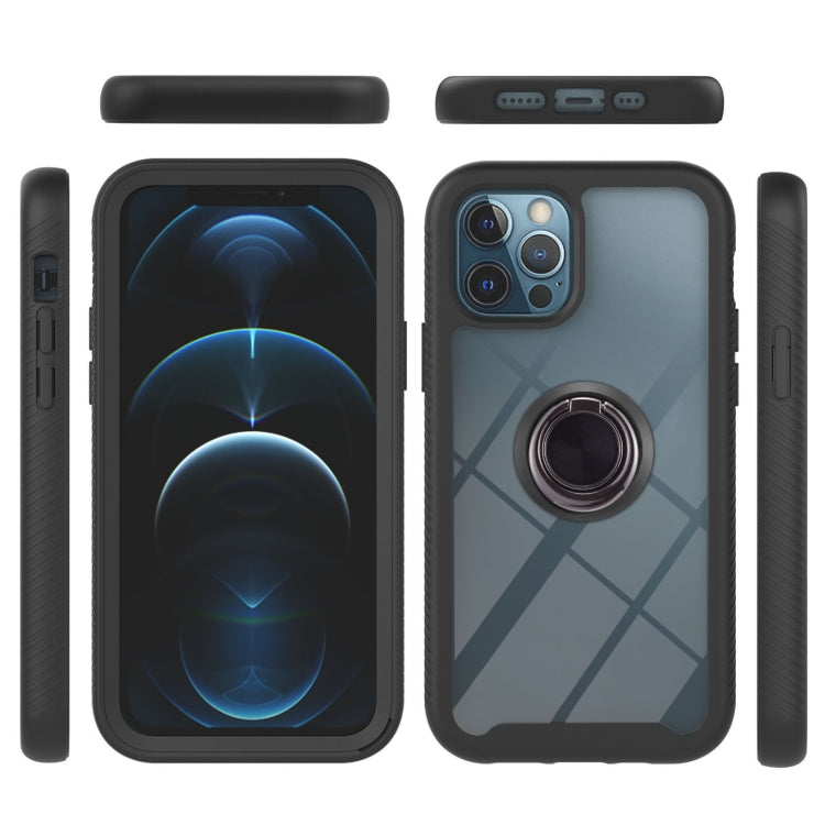 For iPhone 12 / 12 Pro Starry Sky Solid Color Series Shockproof PC + TPU Protective Case with Ring Holder & Magnetic Function