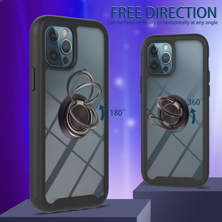 For iPhone 12 / 12 Pro Starry Sky Solid Color Series Shockproof PC + TPU Protective Case with Ring Holder & Magnetic Function