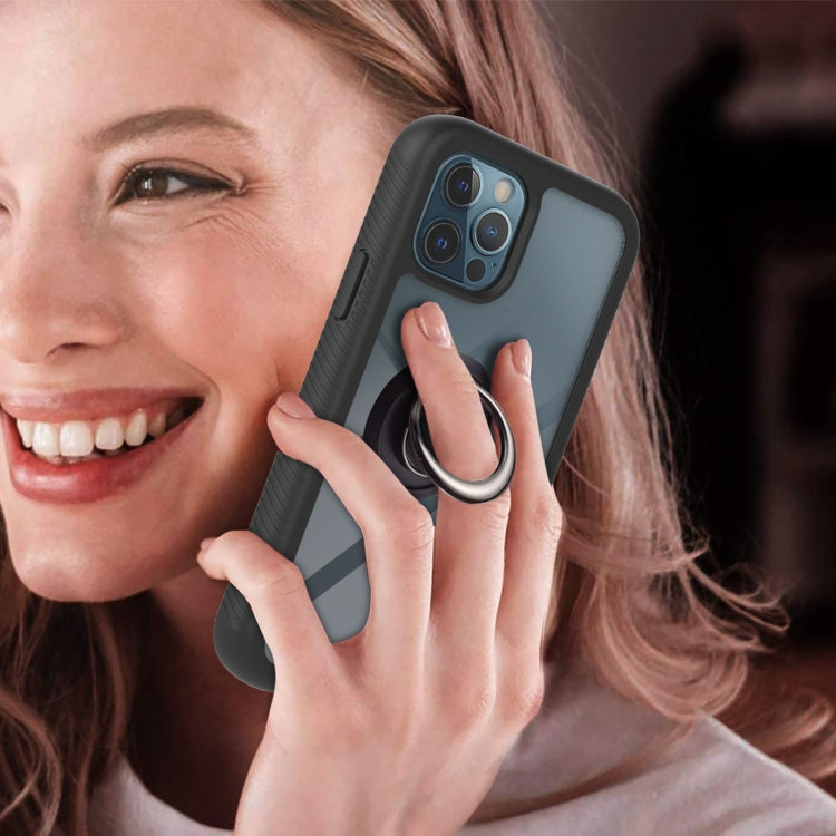 For iPhone 12 / 12 Pro Starry Sky Solid Color Series Shockproof PC + TPU Protective Case with Ring Holder & Magnetic Function
