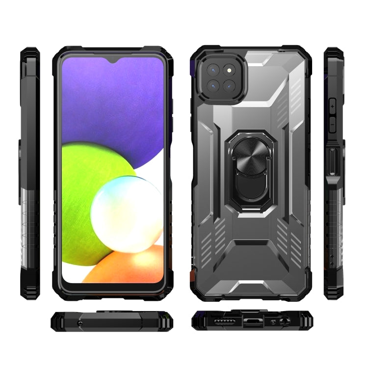 For Samsung Galaxy A22 5G PC + TPU Shockproof Protective Case with Metal Ring Holder