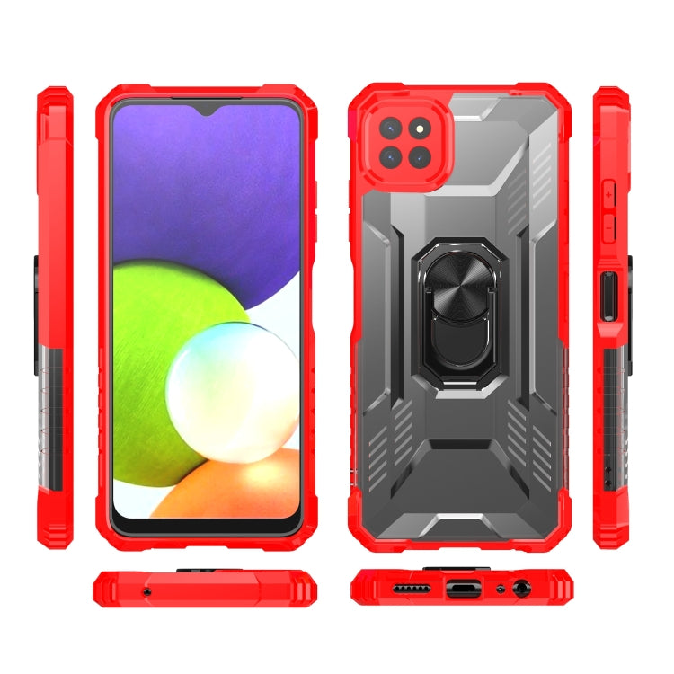 For Samsung Galaxy A22 5G PC + TPU Shockproof Protective Case with Metal Ring Holder