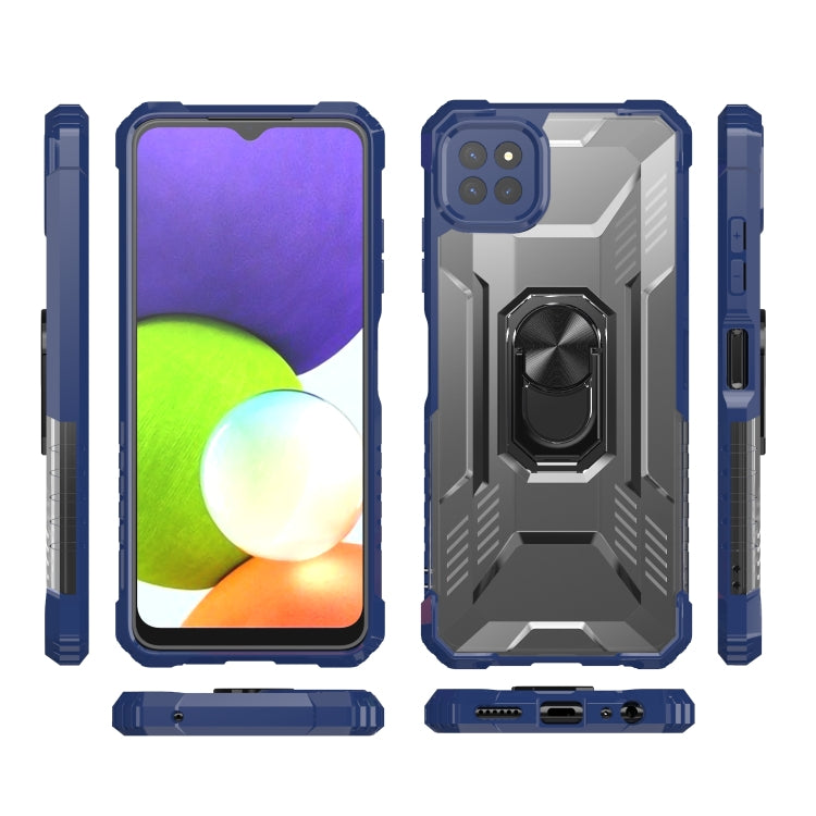 For Samsung Galaxy A22 5G PC + TPU Shockproof Protective Case with Metal Ring Holder