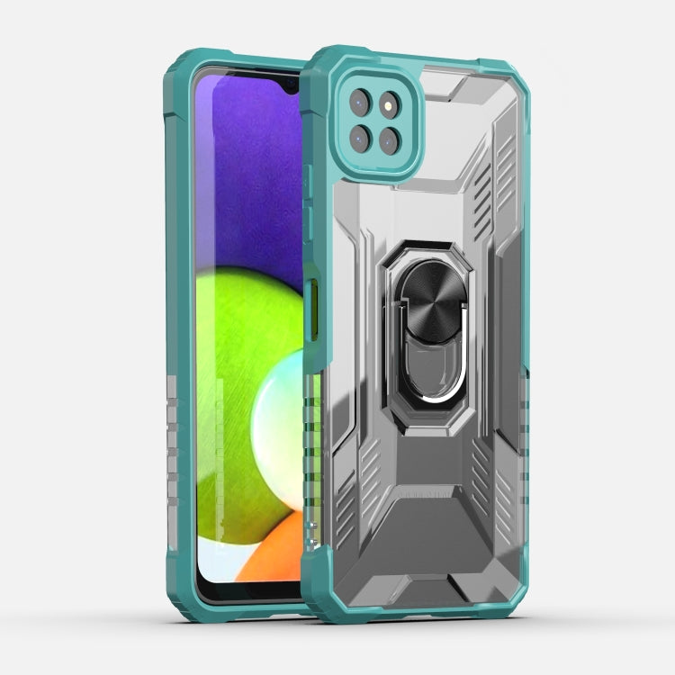 For Samsung Galaxy A22 5G PC + TPU Shockproof Protective Case with Metal Ring Holder