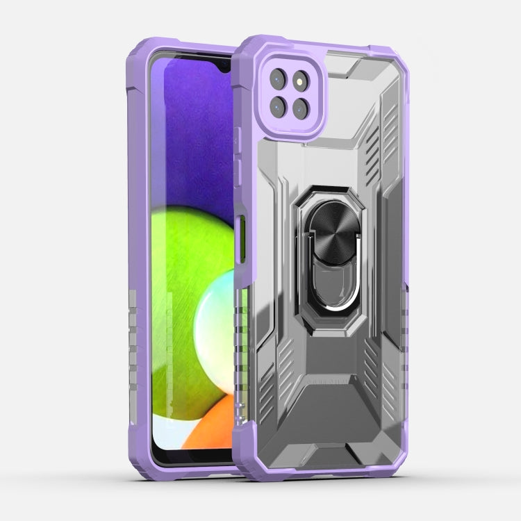 For Samsung Galaxy A22 5G PC + TPU Shockproof Protective Case with Metal Ring Holder