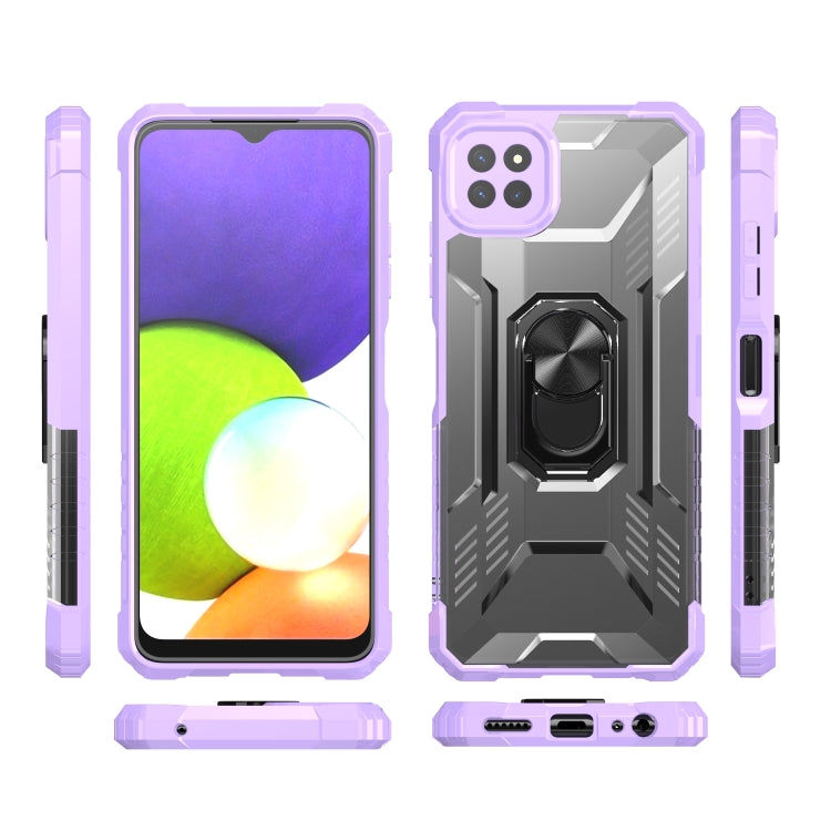 For Samsung Galaxy A22 5G PC + TPU Shockproof Protective Case with Metal Ring Holder