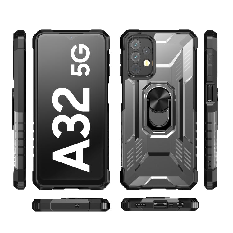 For Samsung Galaxy A32 5G PC + TPU Shockproof Protective Case with Metal Ring Holder