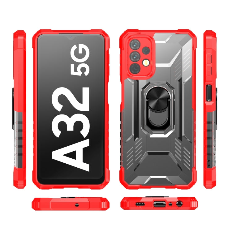 For Samsung Galaxy A32 5G PC + TPU Shockproof Protective Case with Metal Ring Holder