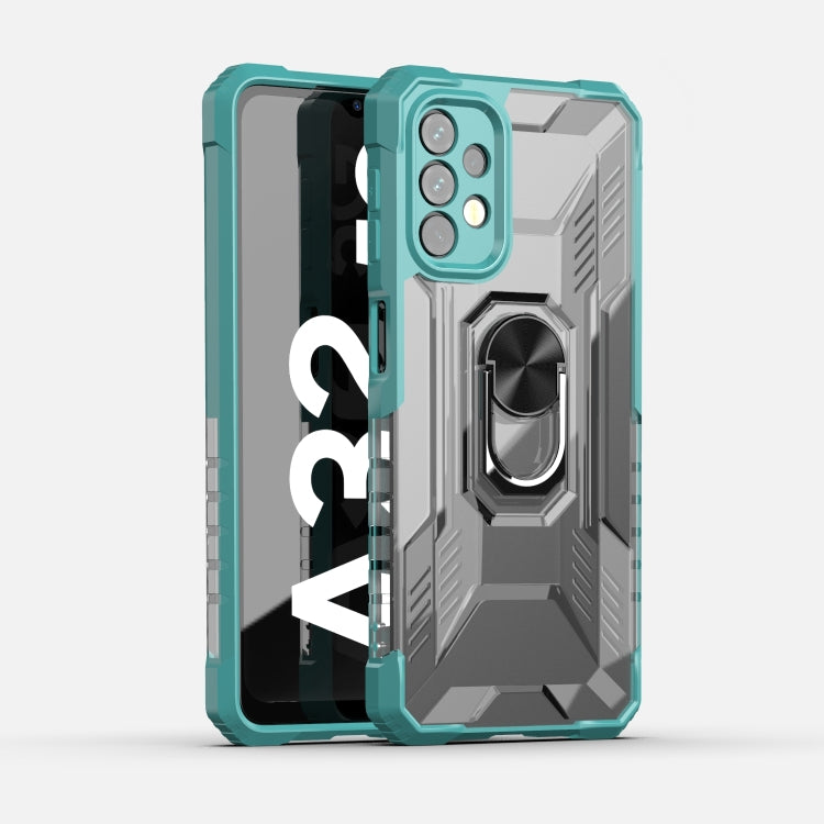 For Samsung Galaxy A32 5G PC + TPU Shockproof Protective Case with Metal Ring Holder