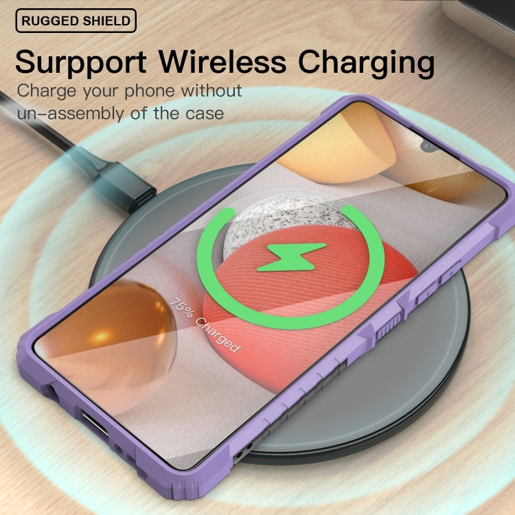 For Samsung Galaxy A42 5G PC + TPU Shockproof Protective Case with Metal Ring Holder