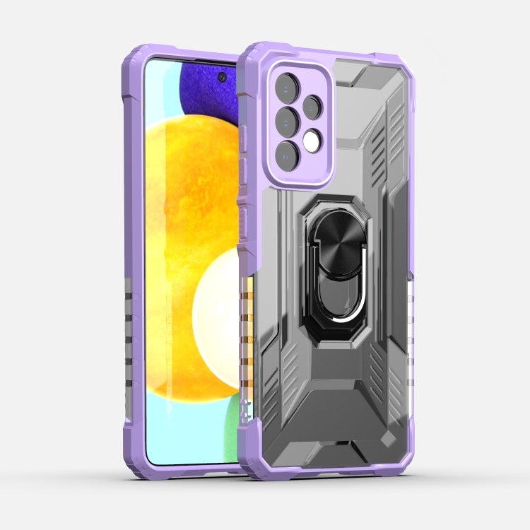 For Samsung Galaxy A52 PC + TPU Shockproof Protective Case with Metal Ring Holder