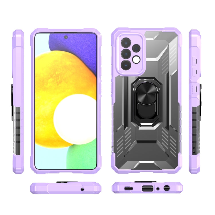 For Samsung Galaxy A52 PC + TPU Shockproof Protective Case with Metal Ring Holder